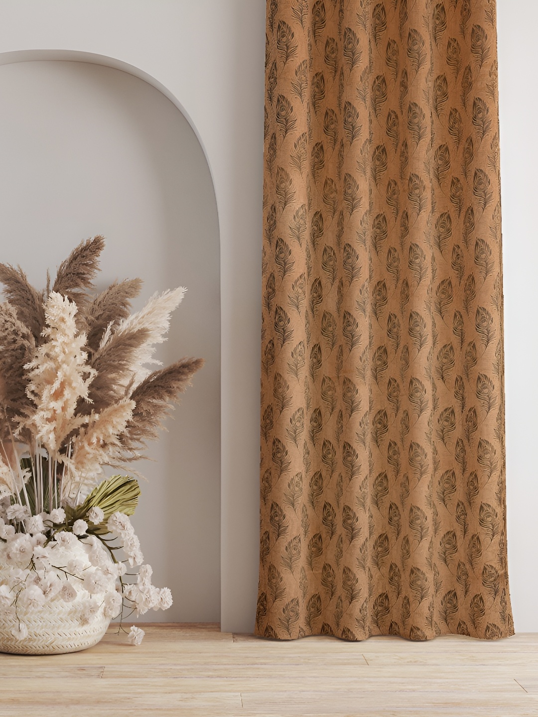 

Galaxy Home Decor Beige Floral Room Darkening Window Curtain