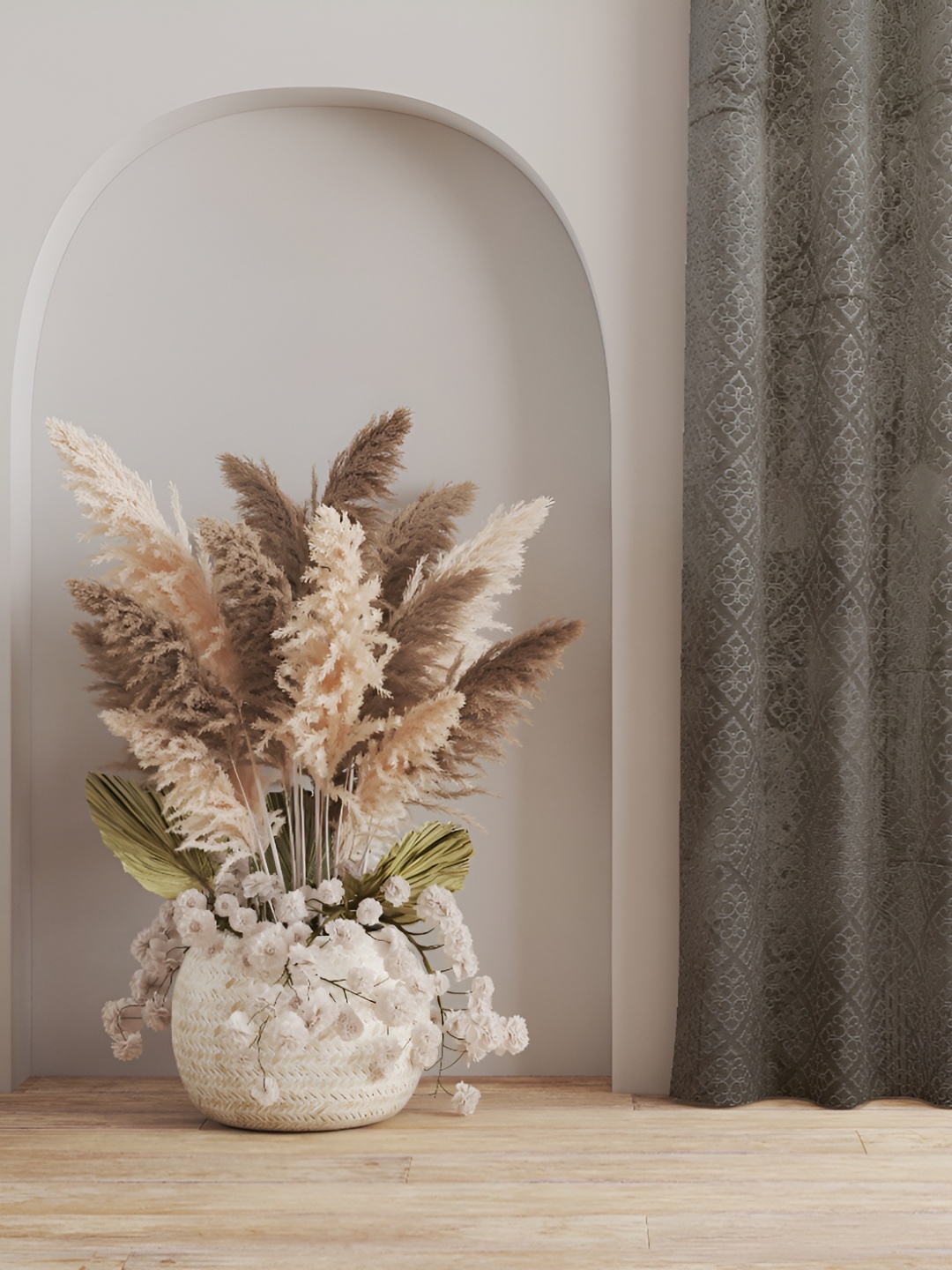 

Galaxy Home Decor Grey Set of 2 Floral Room Darkening Window Curtain