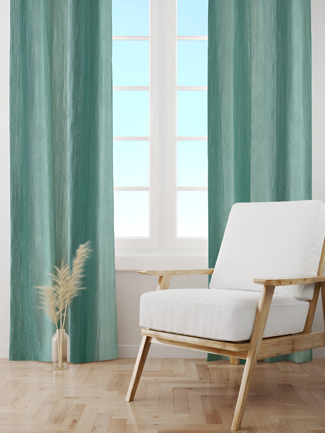 

Galaxy Home Decor Turquoise Blue Set of 2 Floral Room Darkening Long Door Curtain