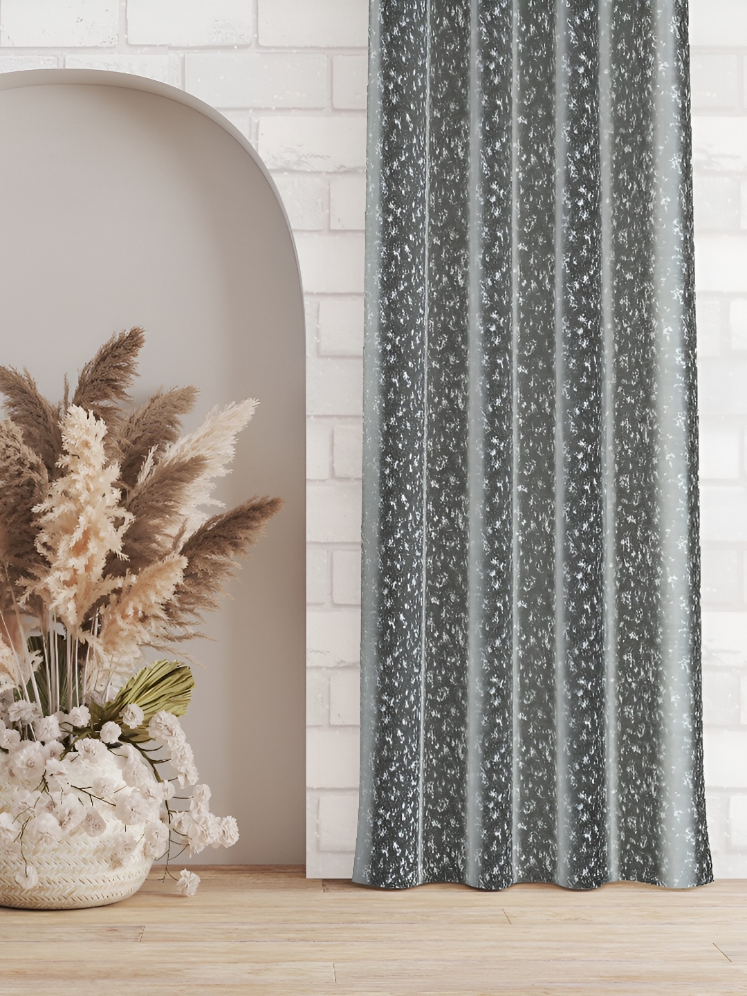 

Galaxy Home Decor Grey Floral Room Darkening Window Curtain
