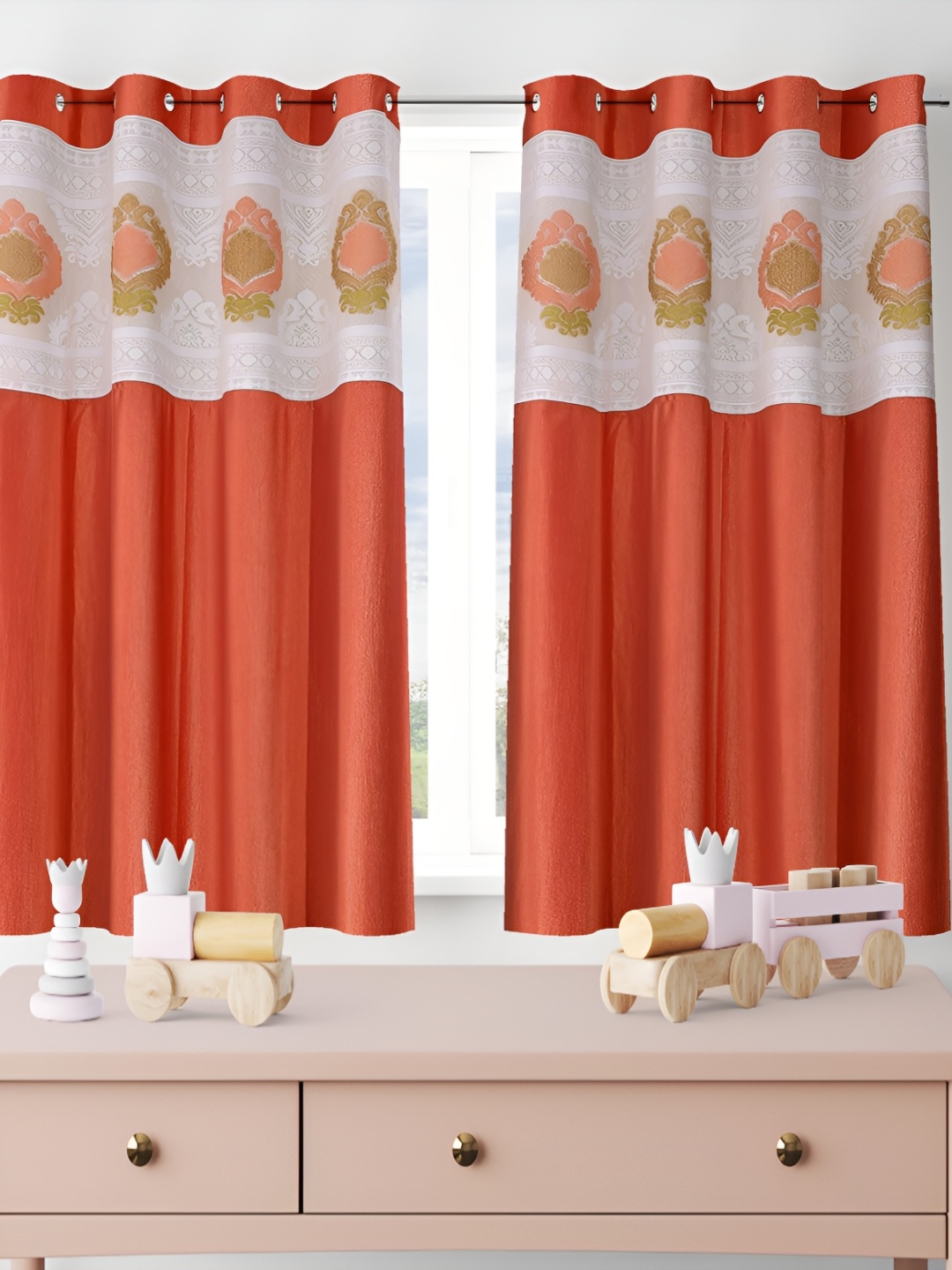 

Galaxy Home Decor Rust Set of 2 Floral Room Darkening Window Curtain