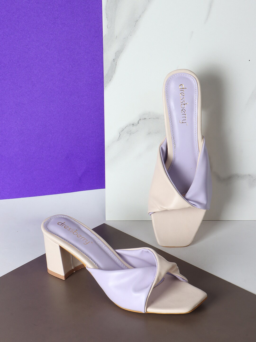 

DressBerry Mauve Purple Colourblocked Block Heels