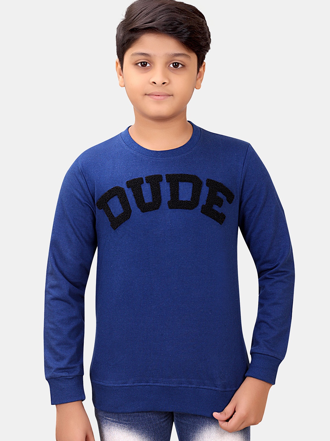

BAESD Boys Typography Printed Antimicrobial Pure Cotton Pullover Sweatshirt, Blue
