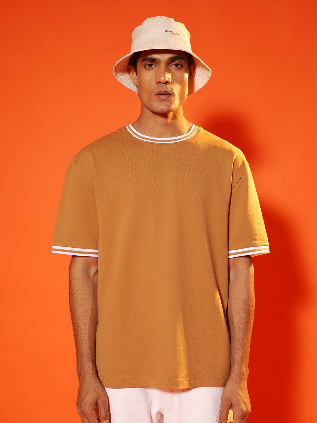 

SUBTRACT Round Neck Organic Cotton Oversized T-shirt, Tan