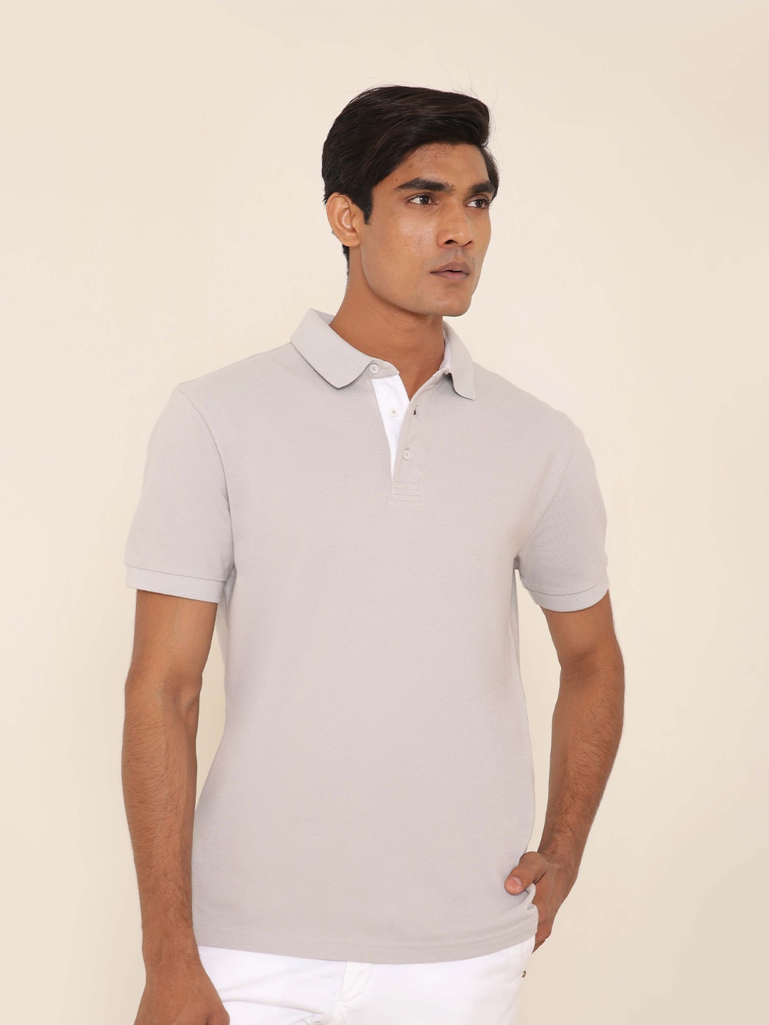 

SUBTRACT Polo Collar Organic Cotton T-shirt, Grey