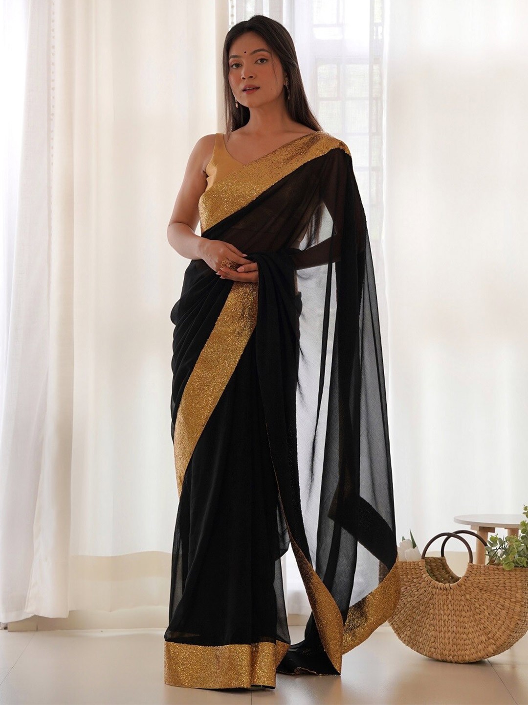 

Kalista Embellished Saree, Black