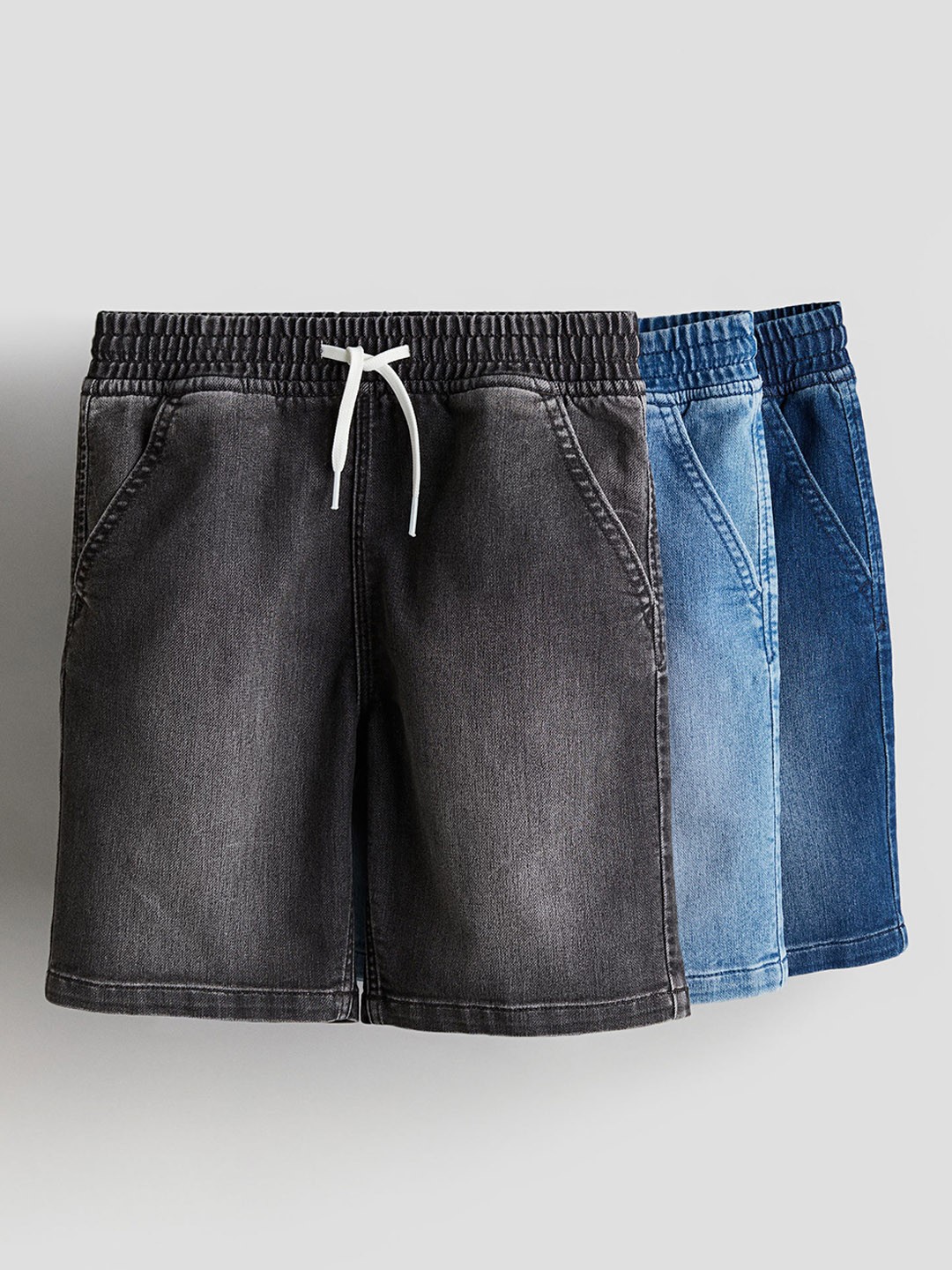 

H&M Boys 3-Pack Denim Pull-On Shorts, Blue