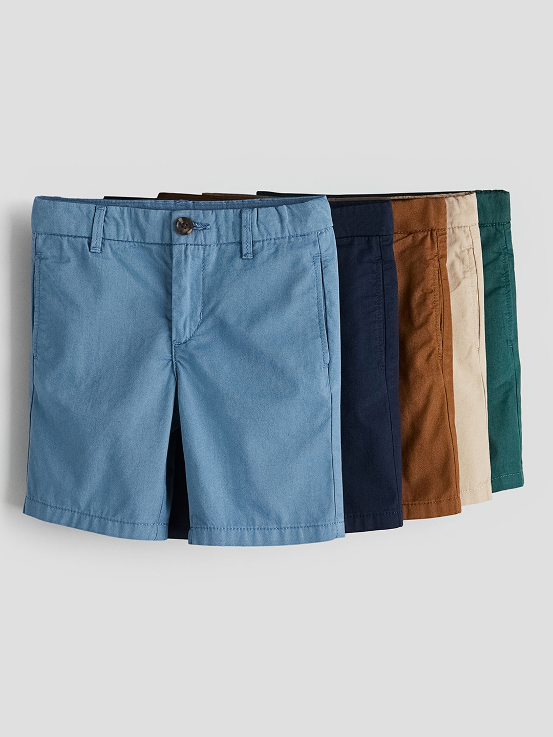 

H&M Boys Pure Cotton 5-Pack Chino Shorts, Blue