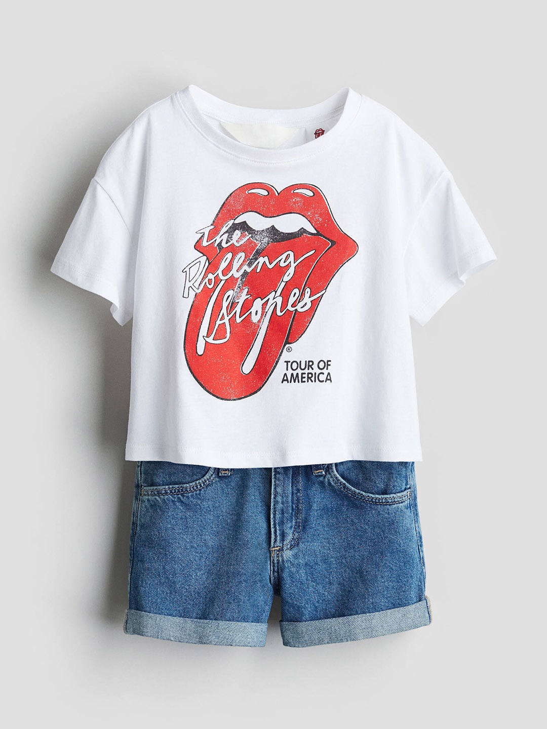 

H&M Girls Pure Cotton 2-Piece Printed Set, White