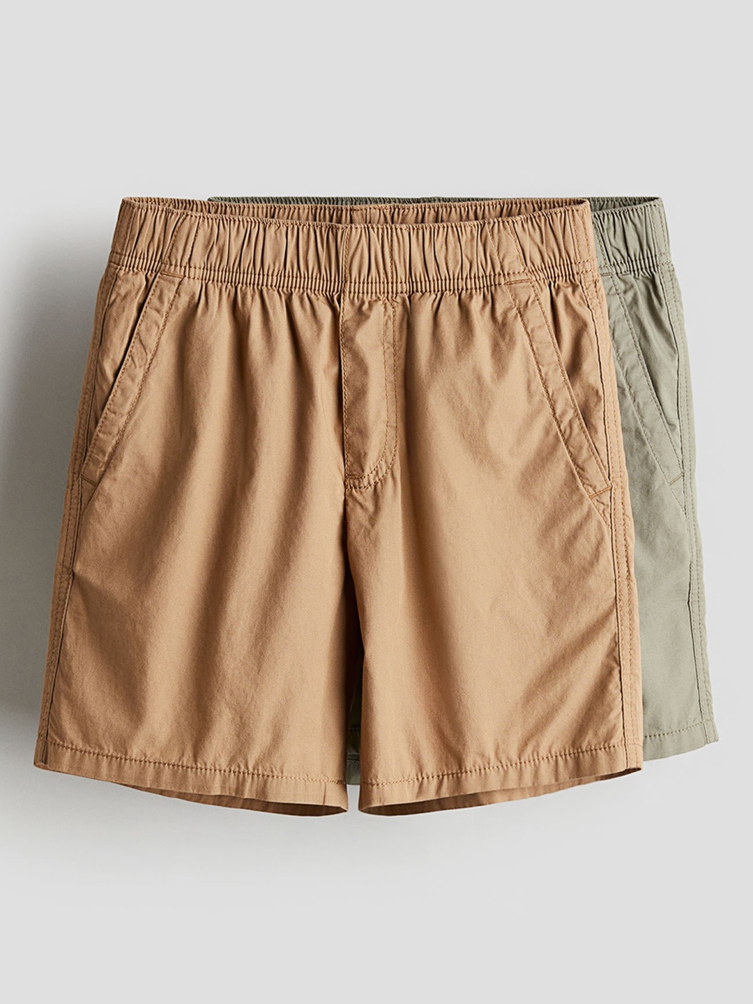 

H&M Boys Pure Cotton 2-Pack Pull-On Shorts, Beige