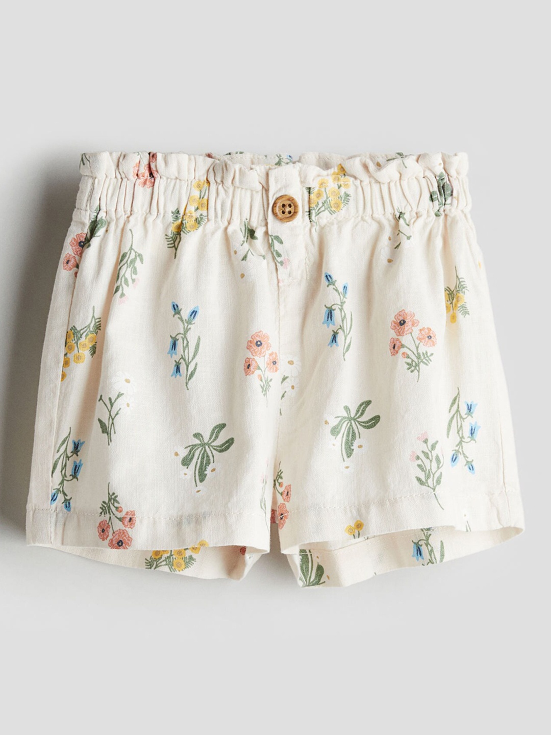

H&M Infants Girls Cotton Paper Bag Shorts, White