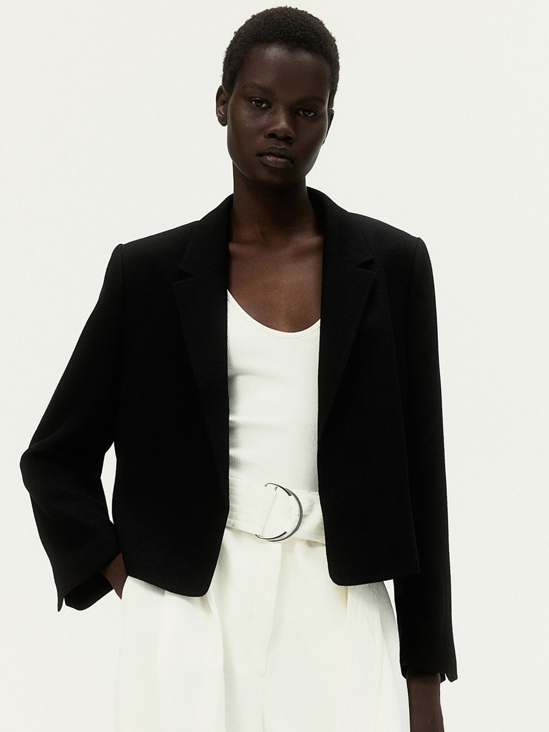 

H&M Slit-Cuff Blazer, Black