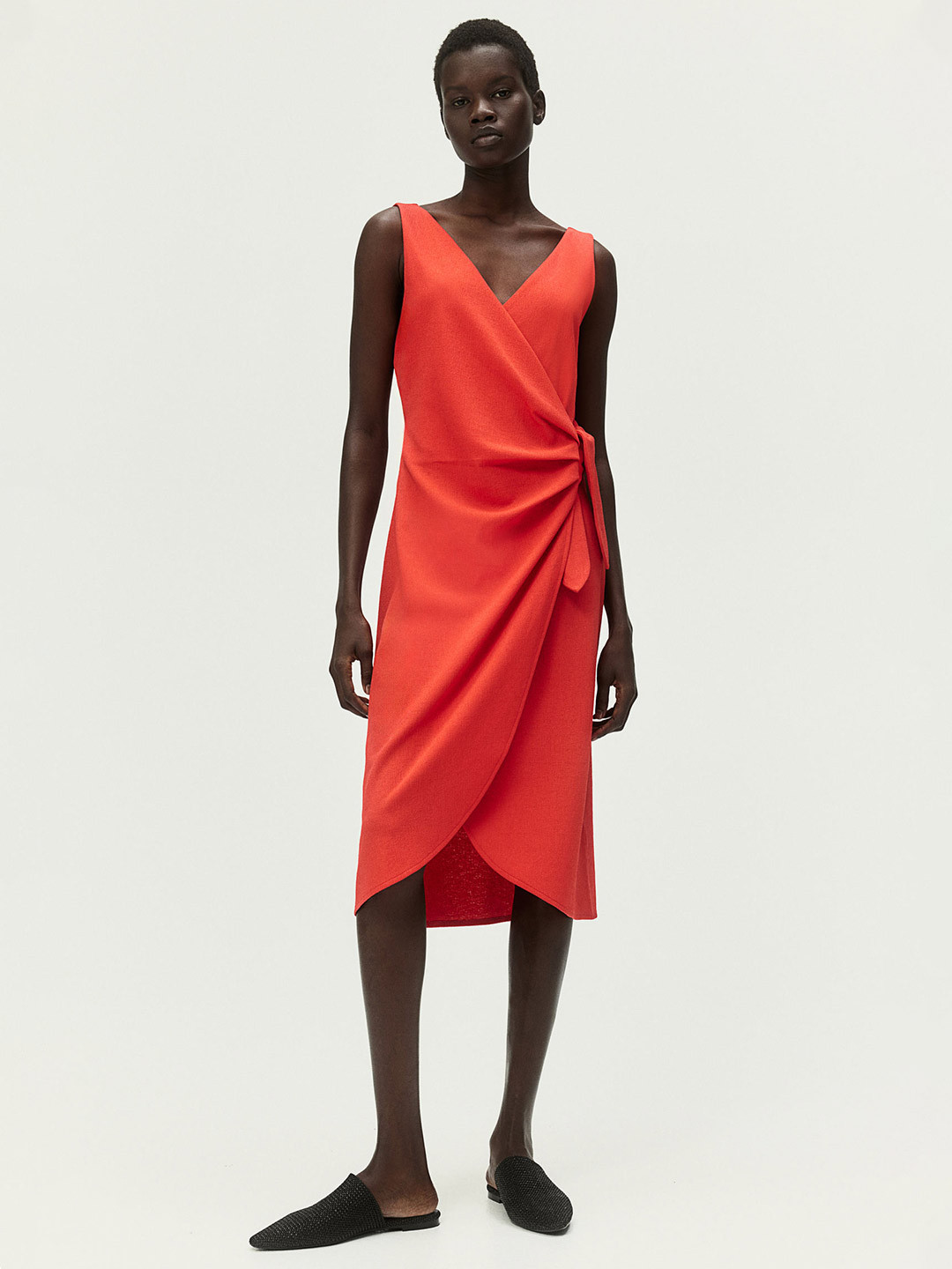 

H&M Textured Wrap Dress, Red