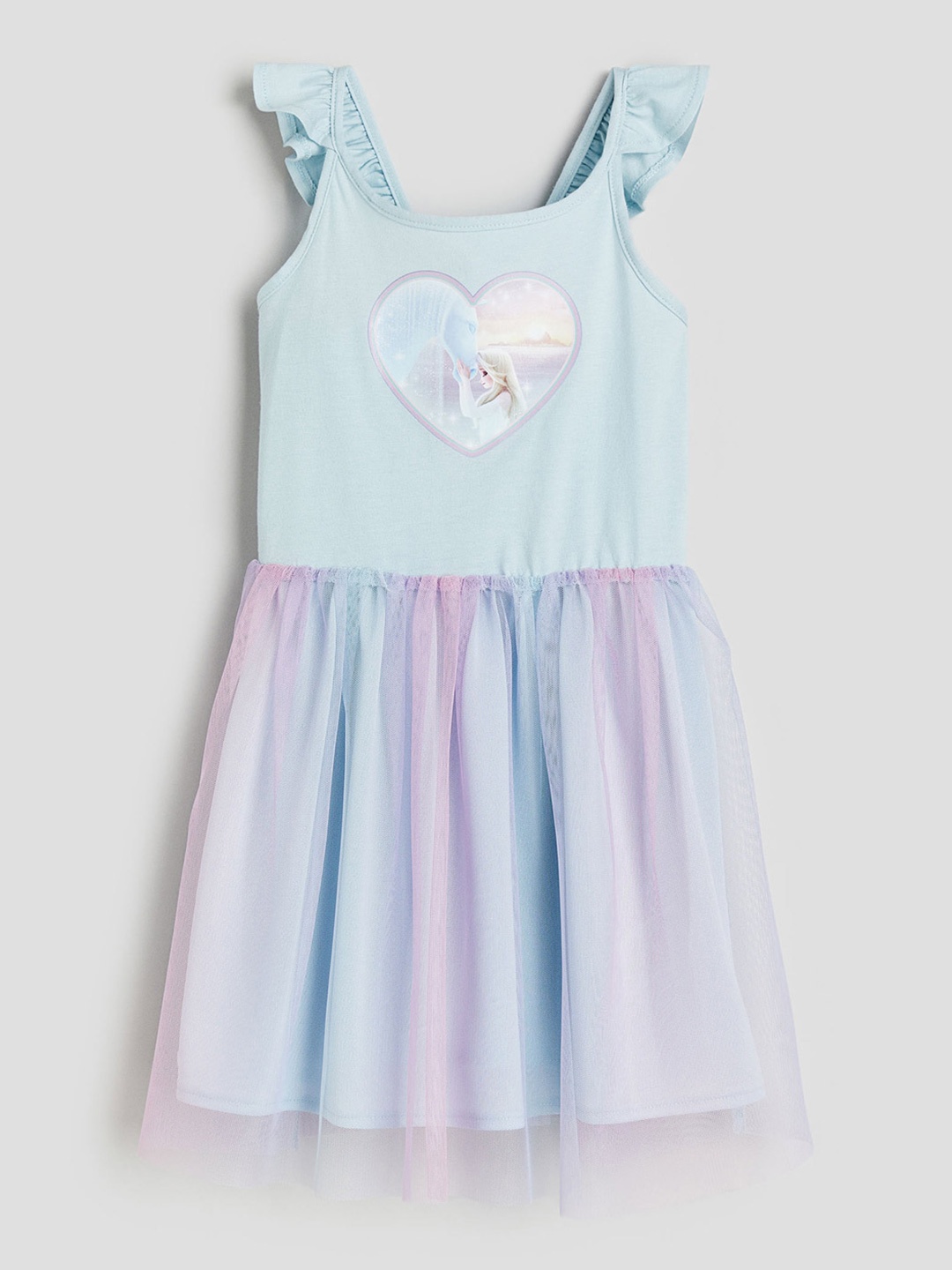 

H&M Girls Pure Cotton Tulle-Skirt Dress, Turquoise blue