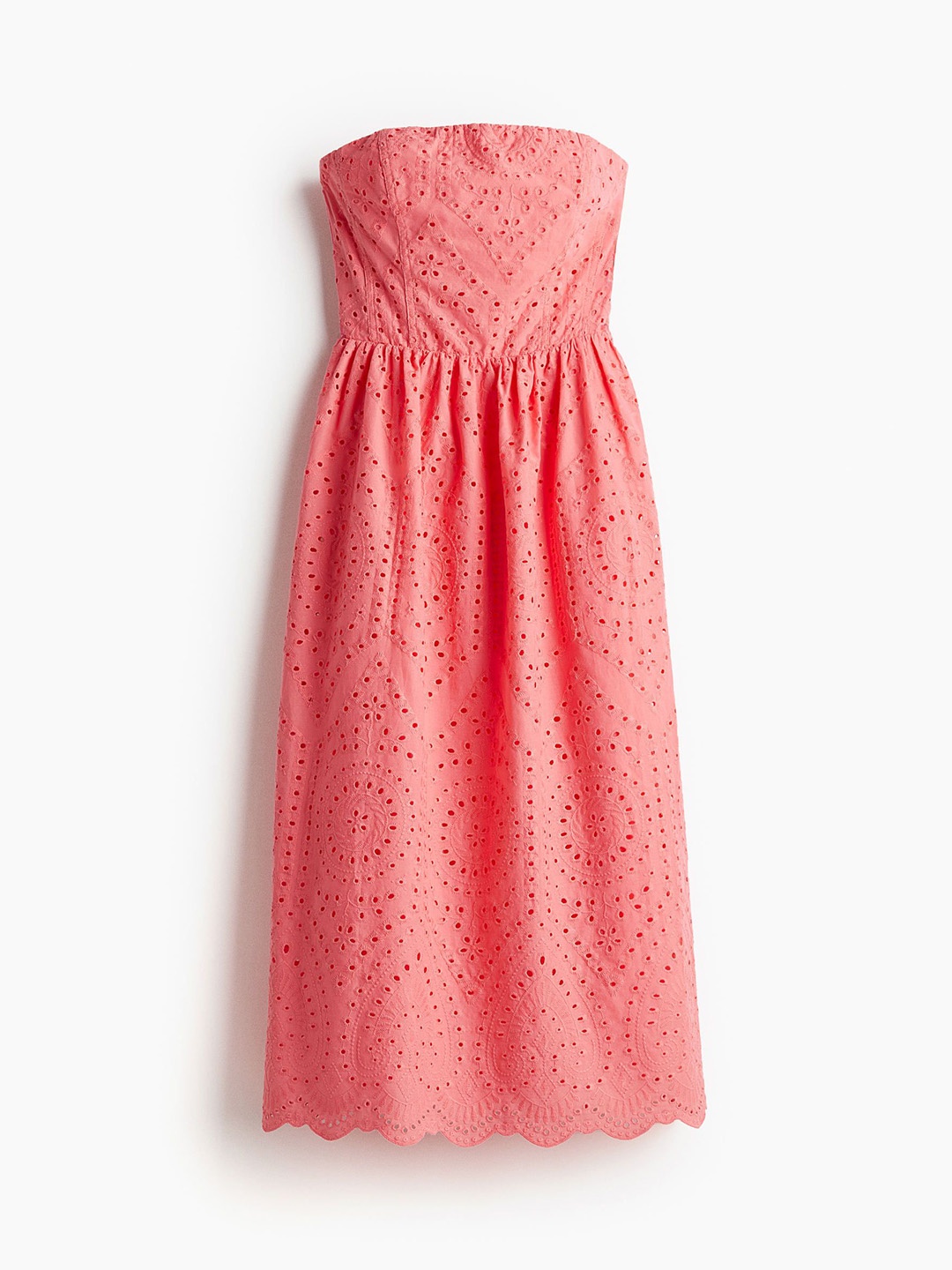 

H&M Pure Cotton Broderie Anglaise Bandeau Dress, Pink