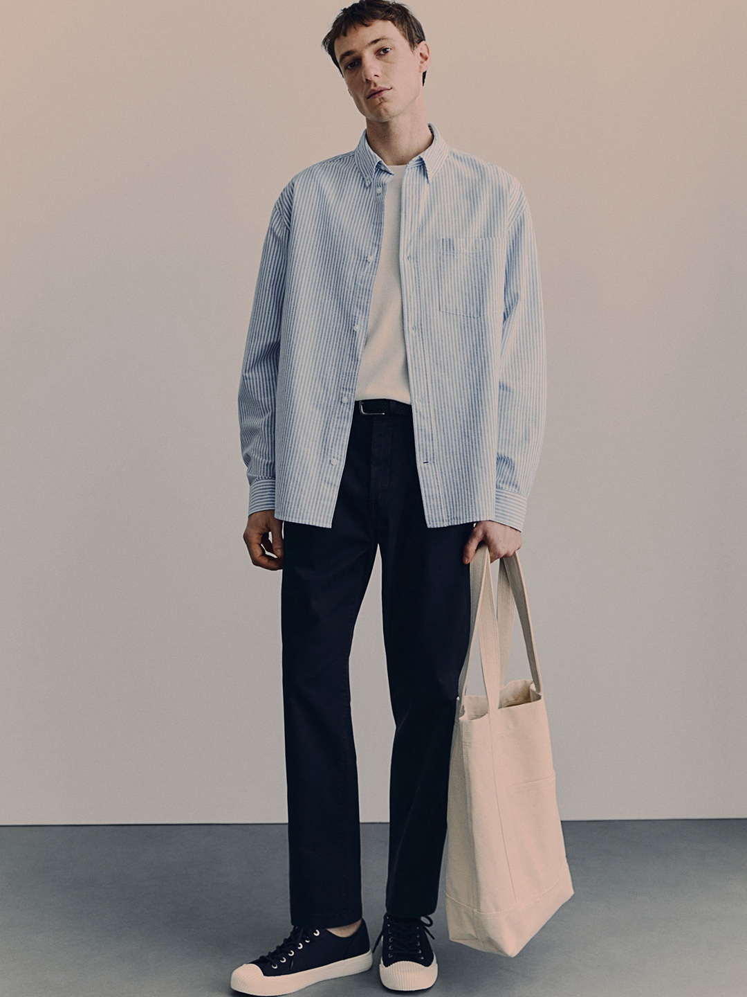 

H&M Pure Cotton Relaxed Fit Oxford Shirt, Blue