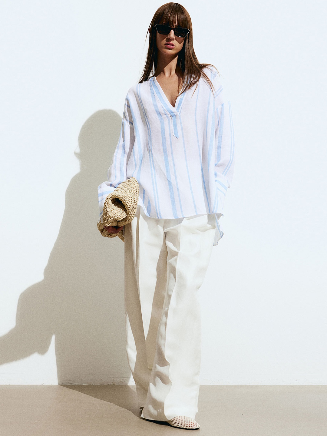 

H&M Popover Linen Shirt, White