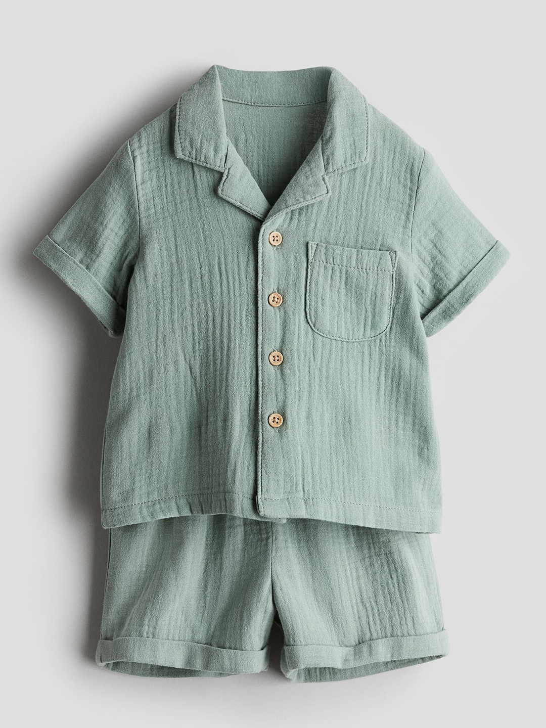 

H&M Boys Pure Cotton 2-Piece Patterned Set, Green