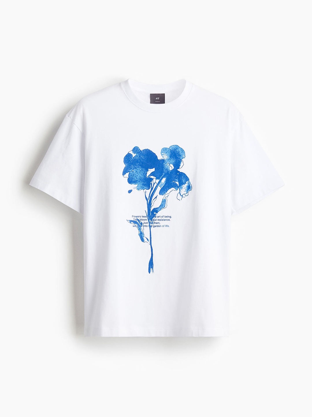 

H&M Men Pure Cotton Loose Fit Printed T-shirt, White
