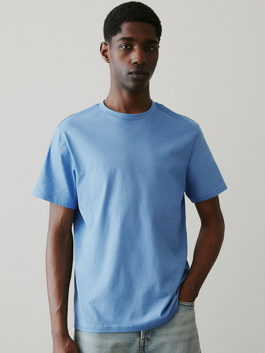 

H&M Pure Cotton Regular Fit T-shirt, Blue