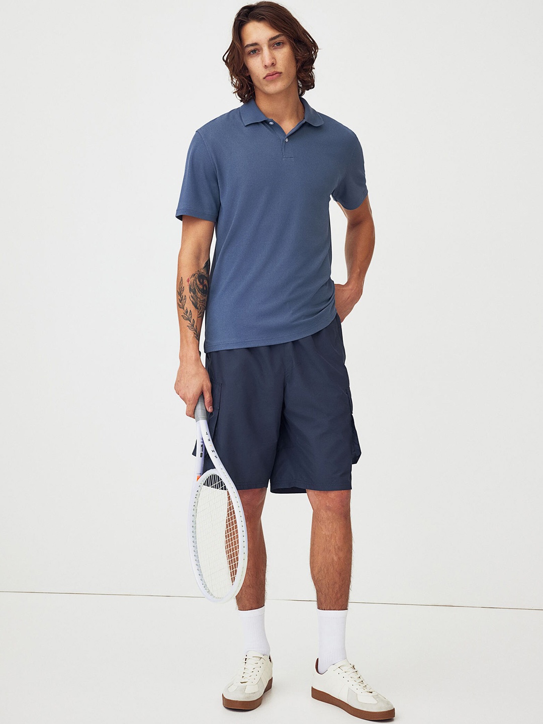 

H&M Regular Fit Pique Sports Top, Blue