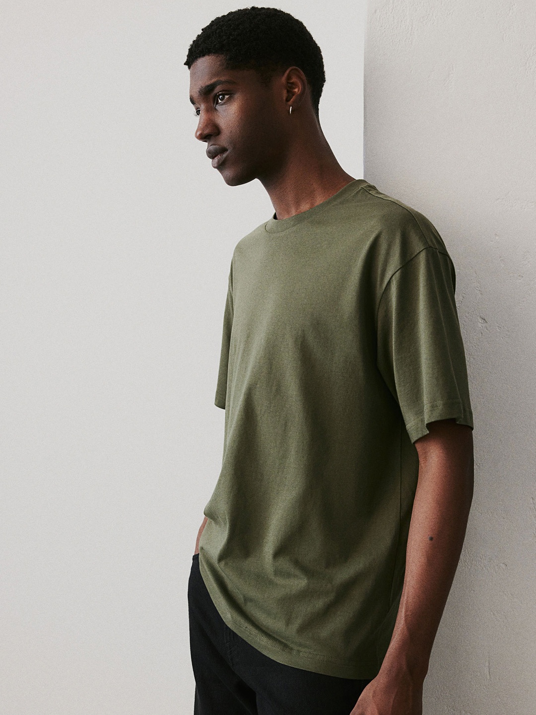 

H&M Pure Cotton Loose Fit T-shirt, Green