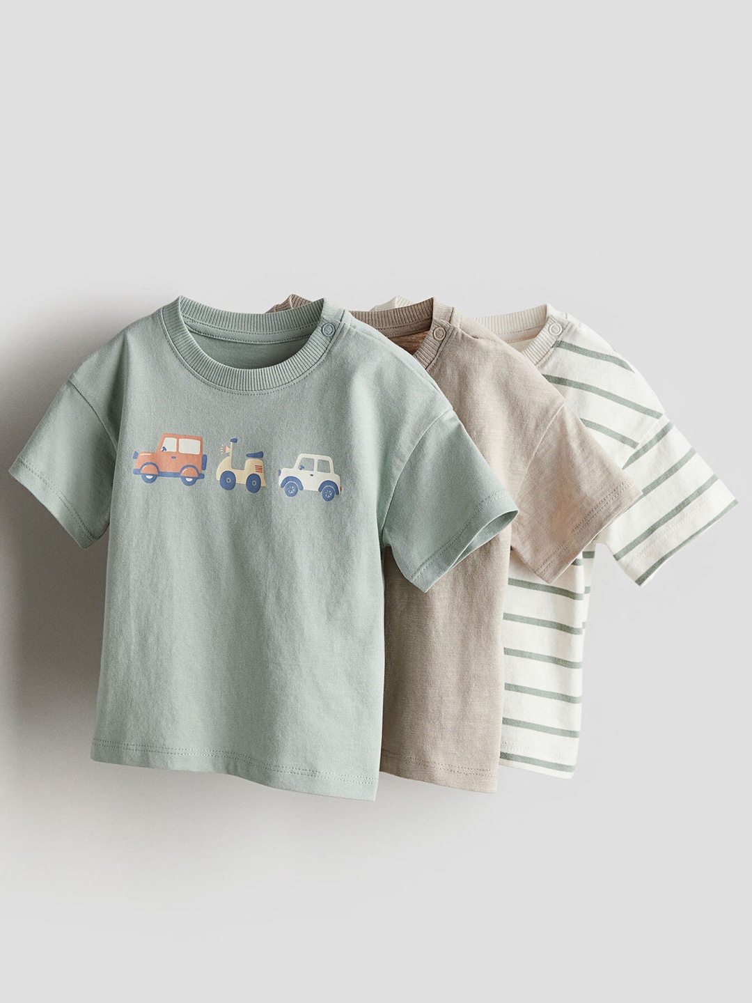 

H&M Boys Pure Cotton 3-Pack T-shirts, Green