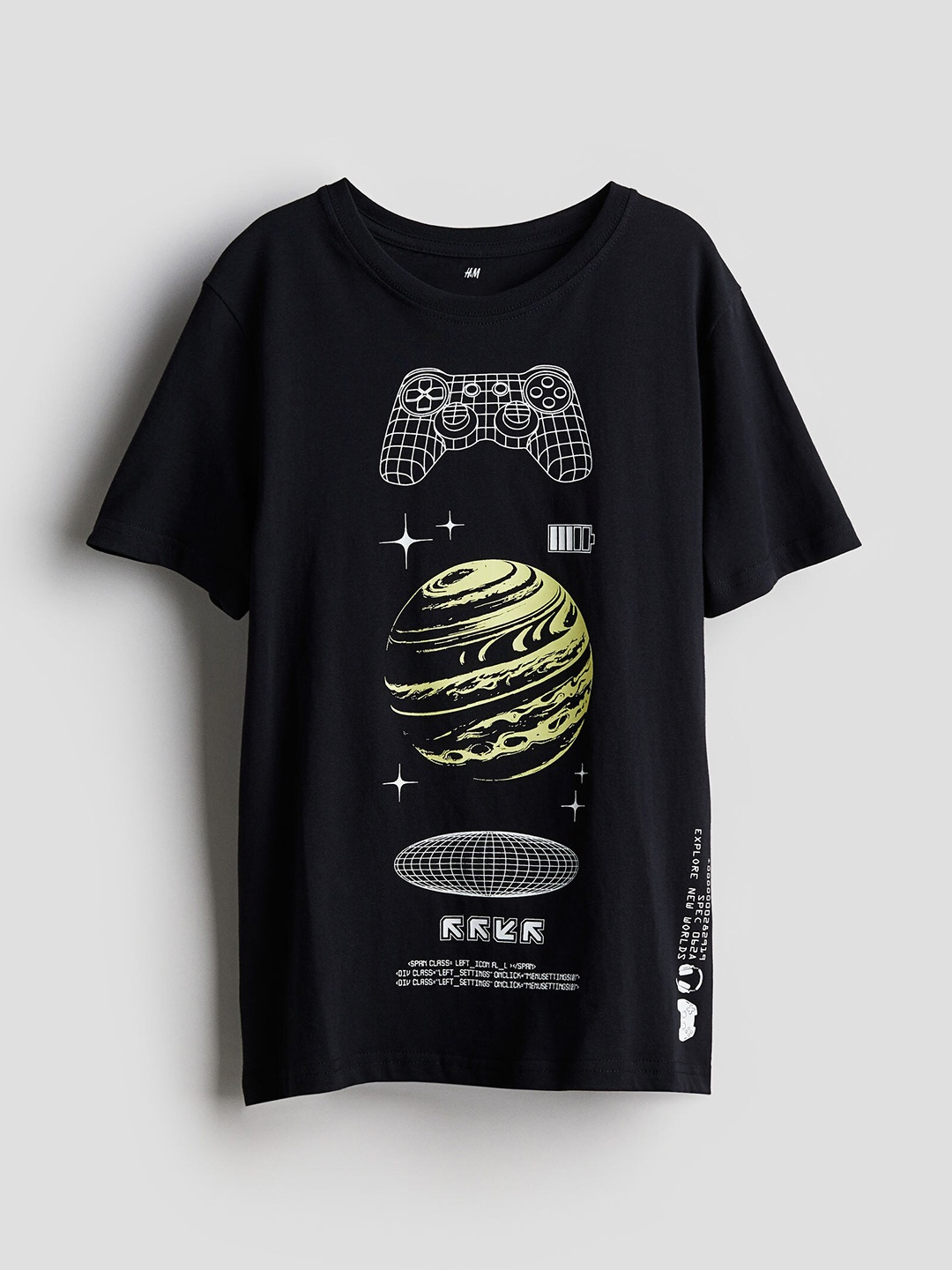 

H&M Boys Pure Cotton Printed T-shirt, Black