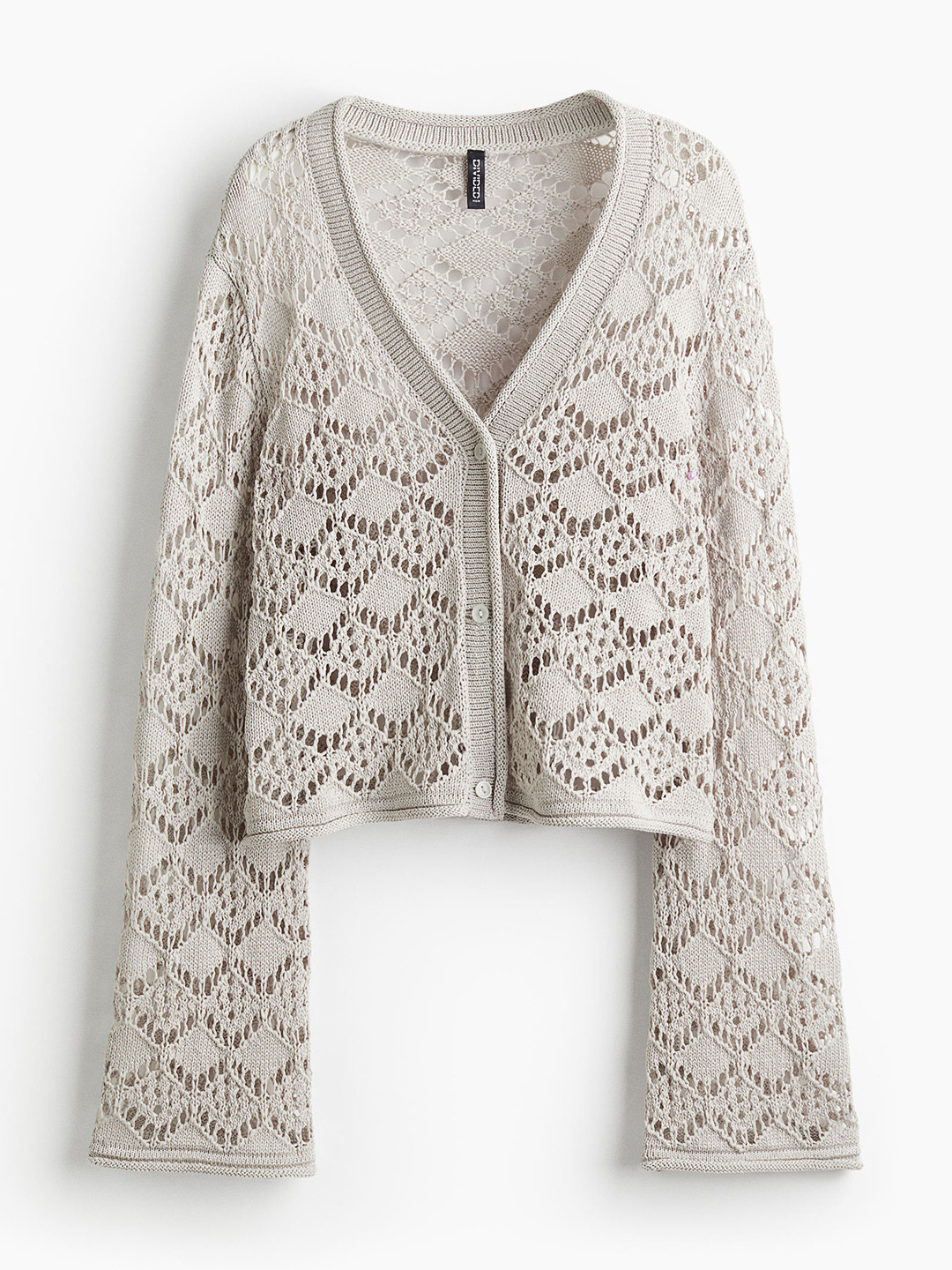 

H&M Women Acrylic Pointelle-Knit Cardigan, Grey
