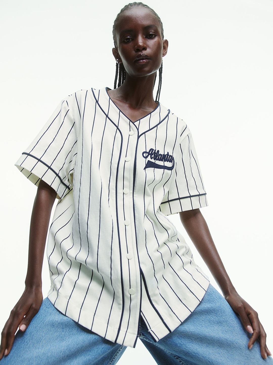 

H&M Appliqud Cotton Top, White