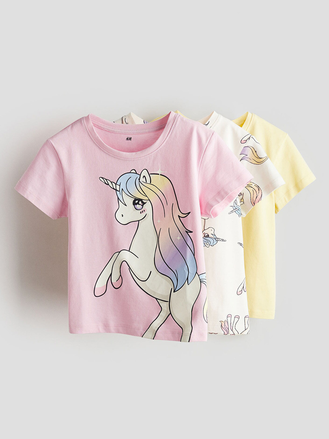 

H&M Girls 3-Pack Cotton Jersey Tops, Pink