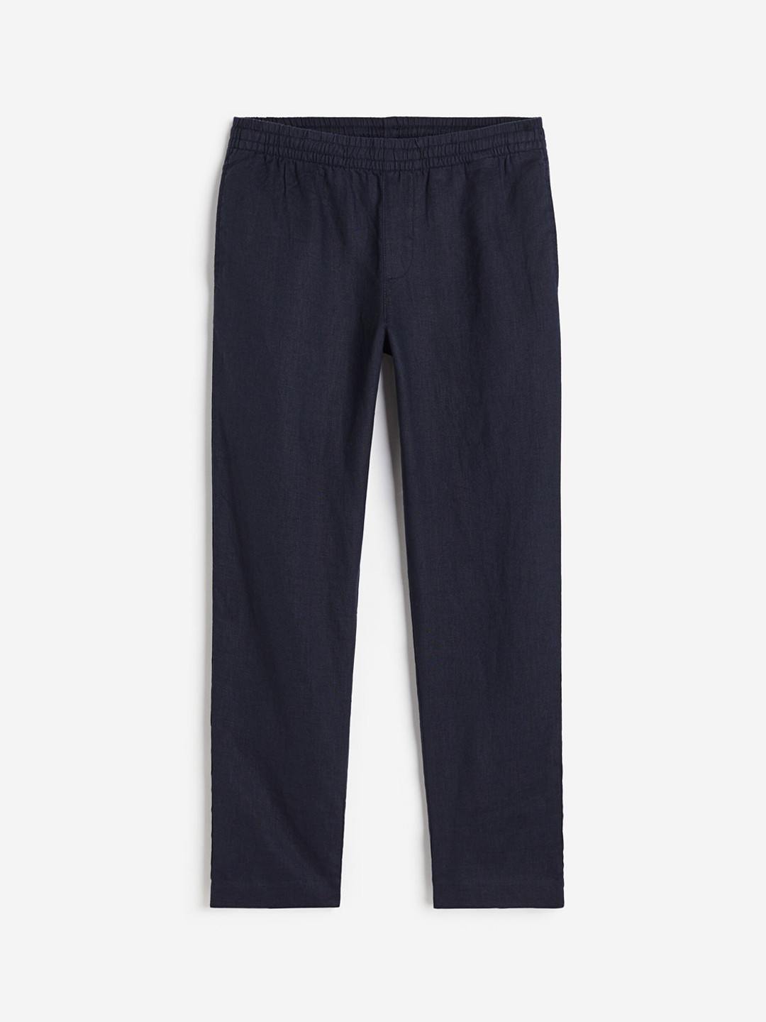 

H&M Men Regular Fit Linen Trousers, Navy blue