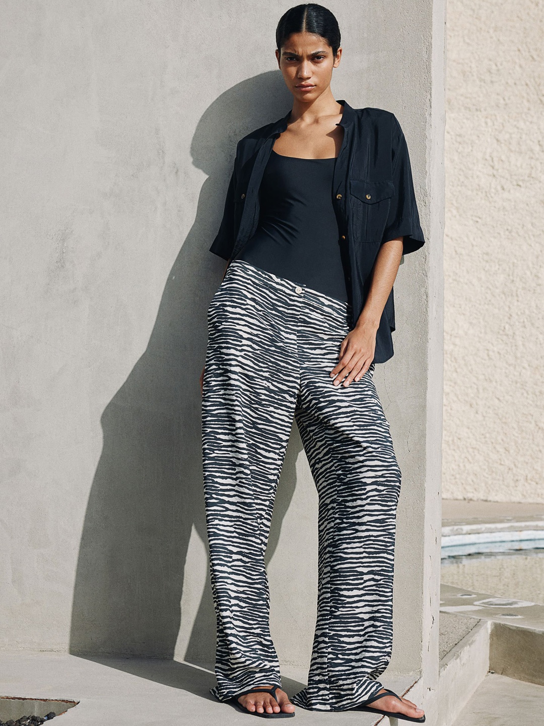 

H&M Women Wide Trousers, White