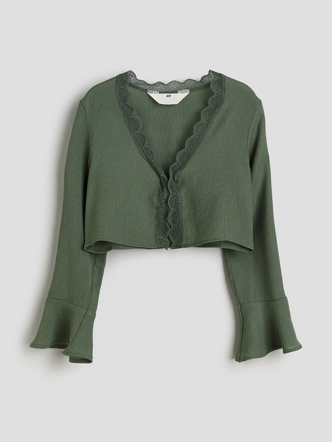 

H&M Girls Tie-Front Blouse, Green