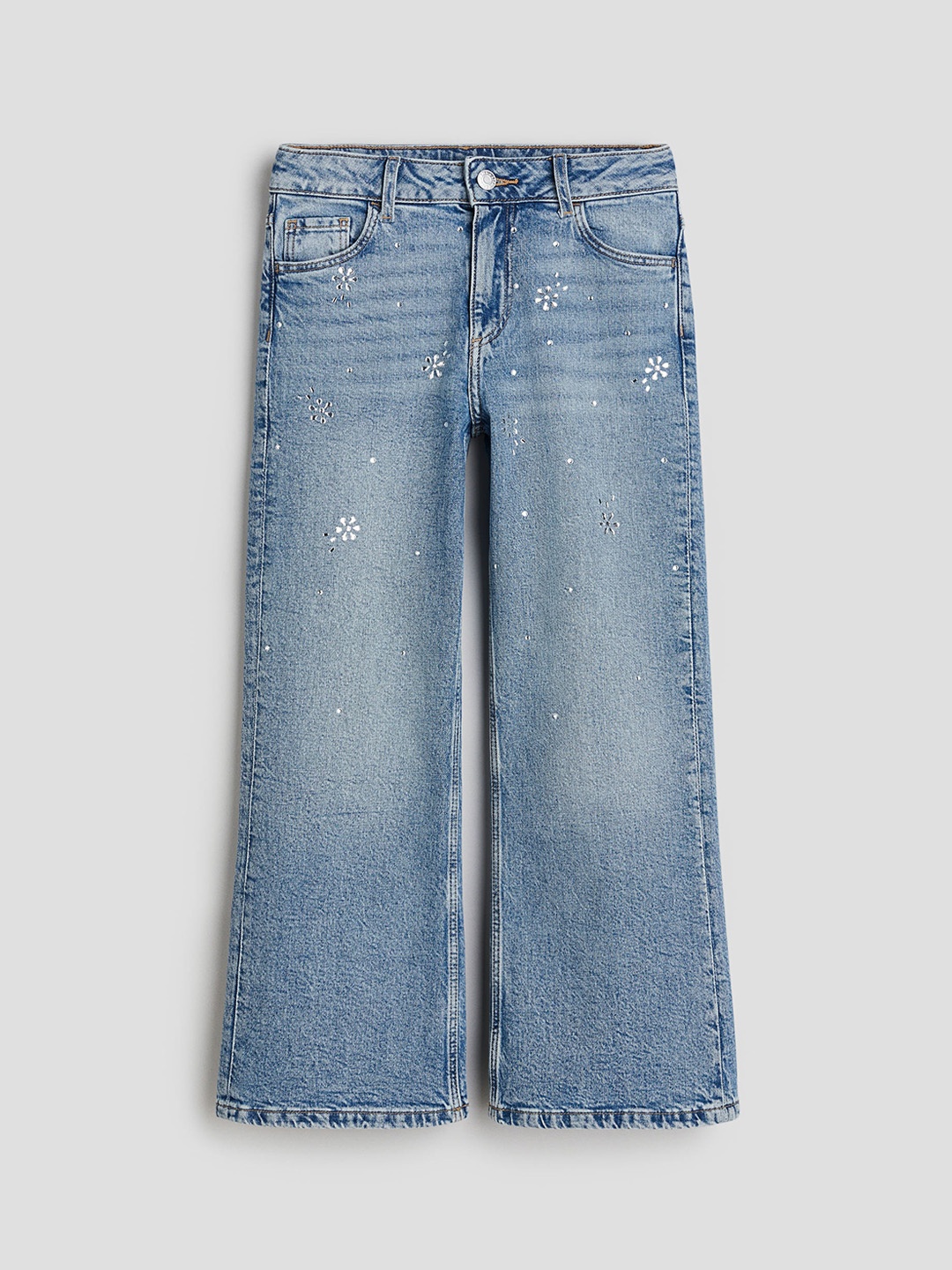 

H&M Girls Baggy Fit Bootcut Leg Jeans, Blue