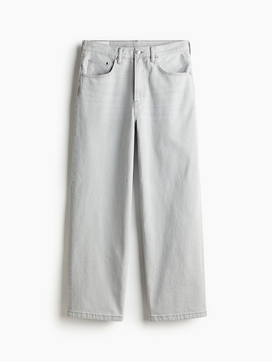 

H&M Men Pure Cotton Baggy Jeans, Grey