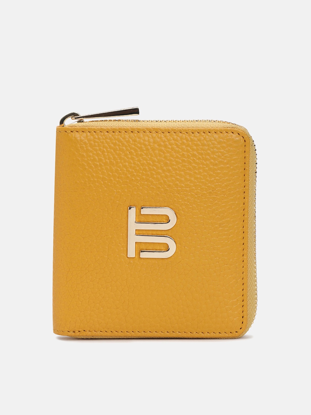 

BAGATT Capua Women Brand Logo Textured Leather Zip Around Wallet, Yellow