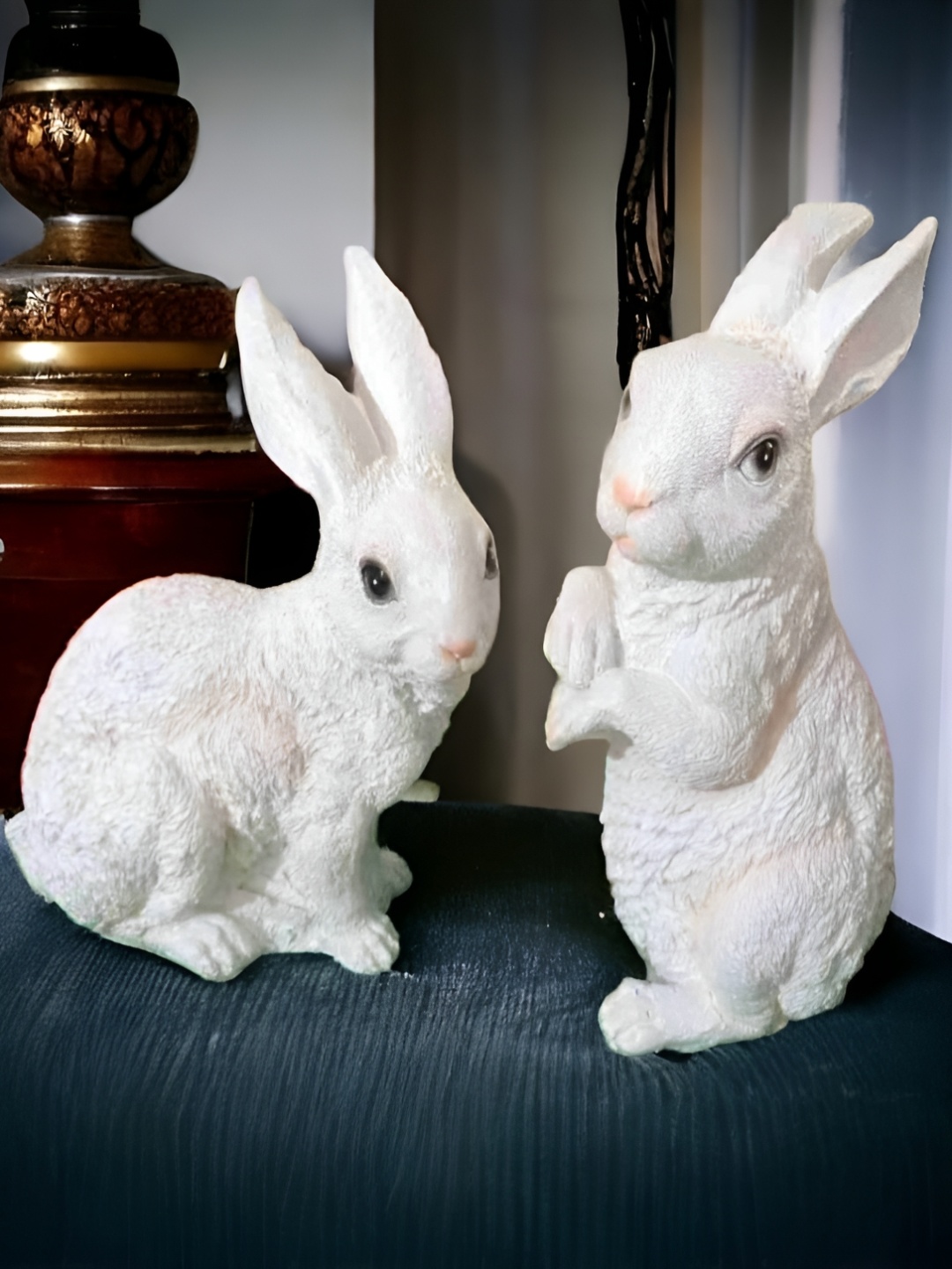 

SANKALAN CREATIONS White 2 Pcs Rabbit Showpiece