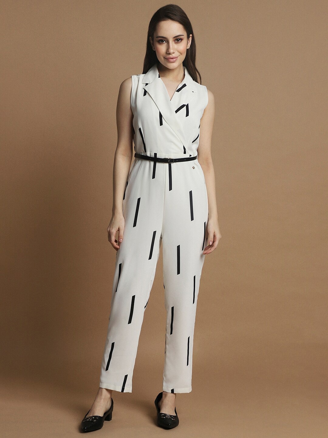 

Allen Solly Woman Printed Basic Jumpsuit, White