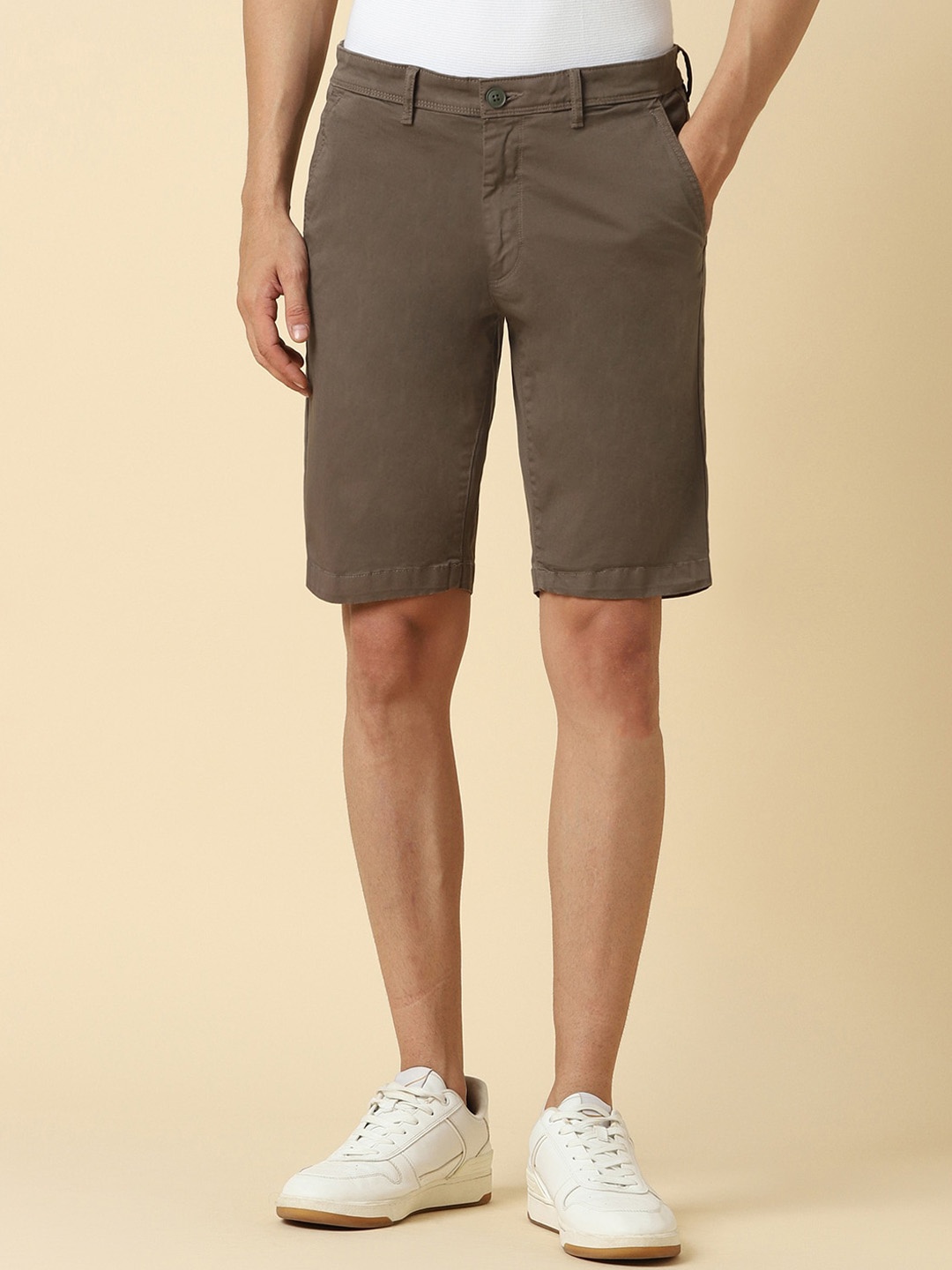 

Allen Solly Men Slim Fit Mid-Rise Shorts, Brown