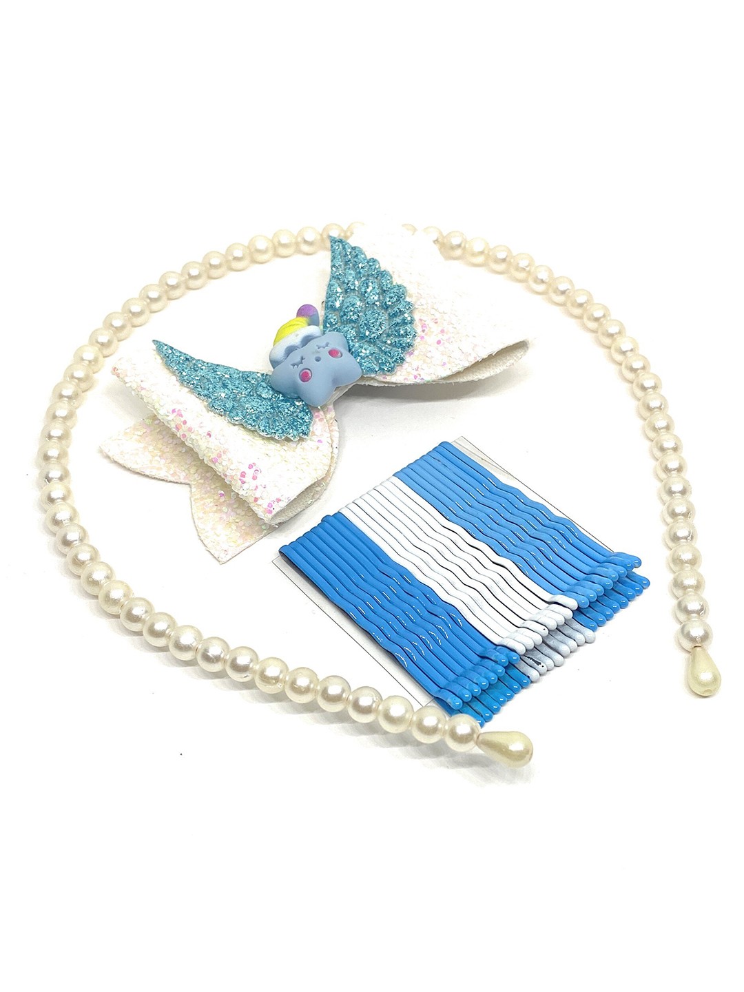 

BAESD Girls Set Of 24 Beaded Hair Accessory Set, Blue