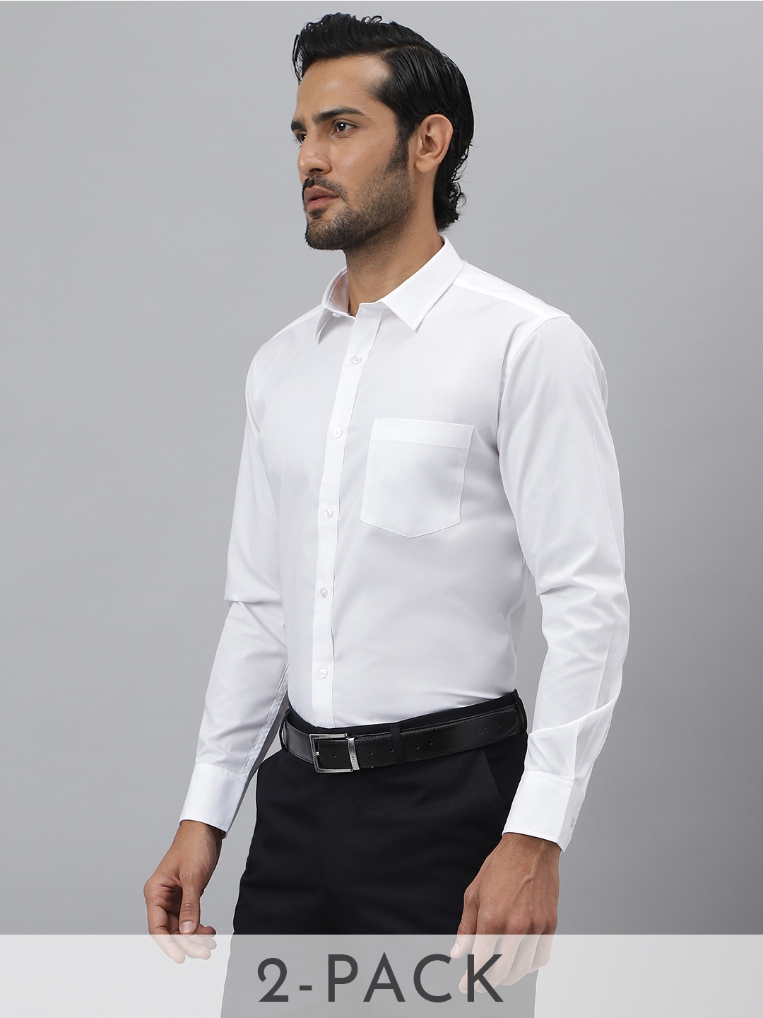 

KINGDOM OF WHITE Pack of 2 Spread Collar Regular Fit Formal Shirt