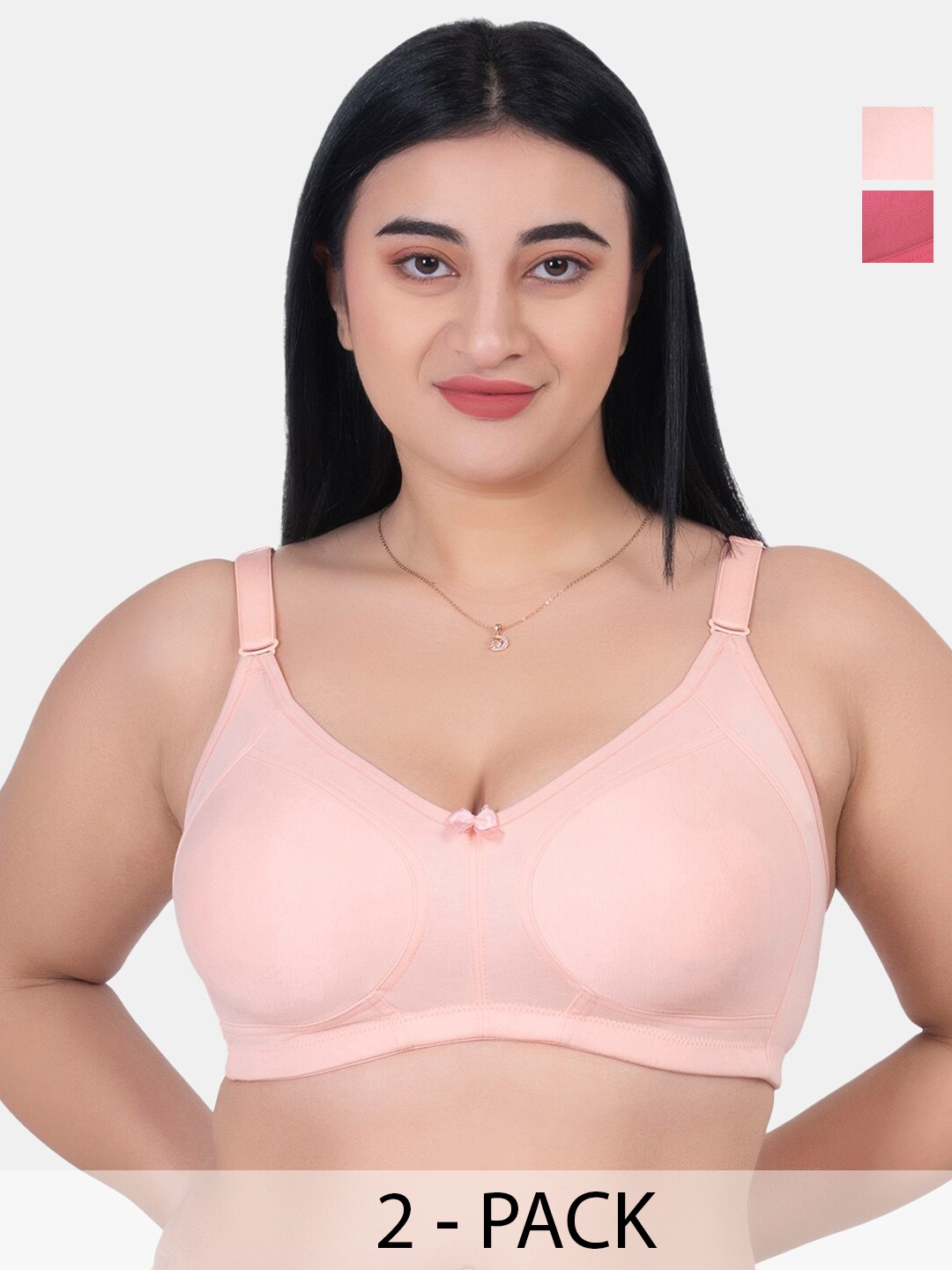 

KOMLI Pack Of 2 Full Coverage Lightly Padded Bra, Pink