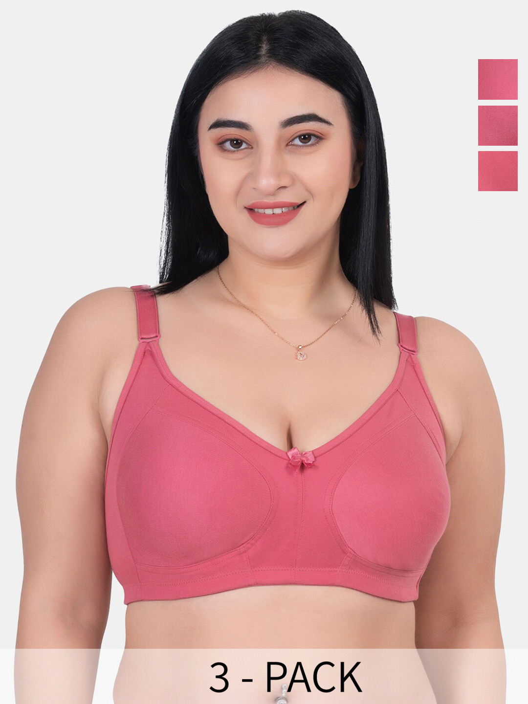 

KOMLI Pack Of 3 Full Coverage Bra, Maroon