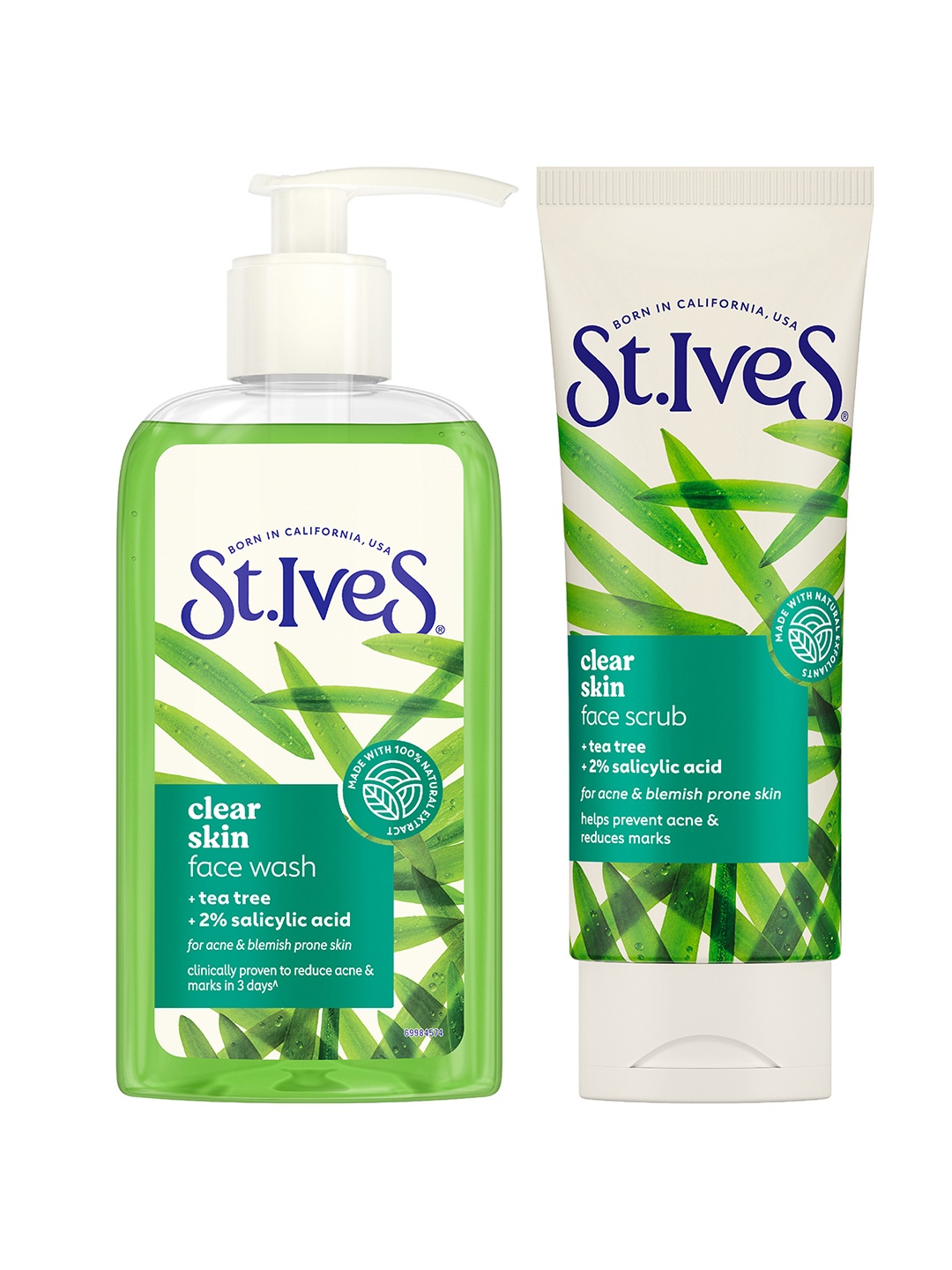 

St. Ives Set of Clear Skin Face Wash - 190 g + Face Scrub - 100 g, Green