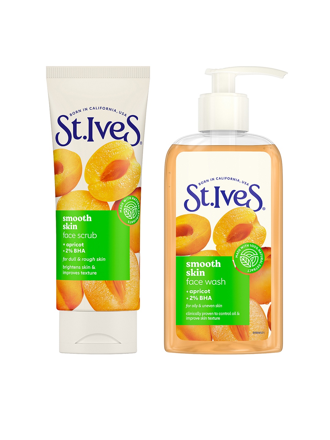 

St. Ives Set of Smooth Skin Face Wash - 190 g + Face Scrub - 100 g, Peach