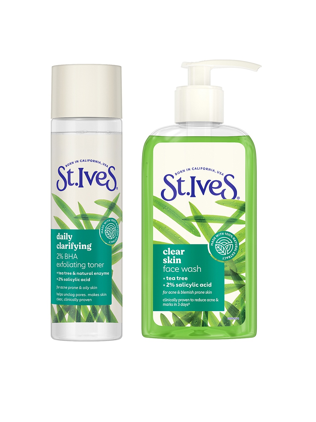 

St. Ives Set of Clear Skin Face Wash 190 g + Daily Clarifying Toner 150 ml, Green