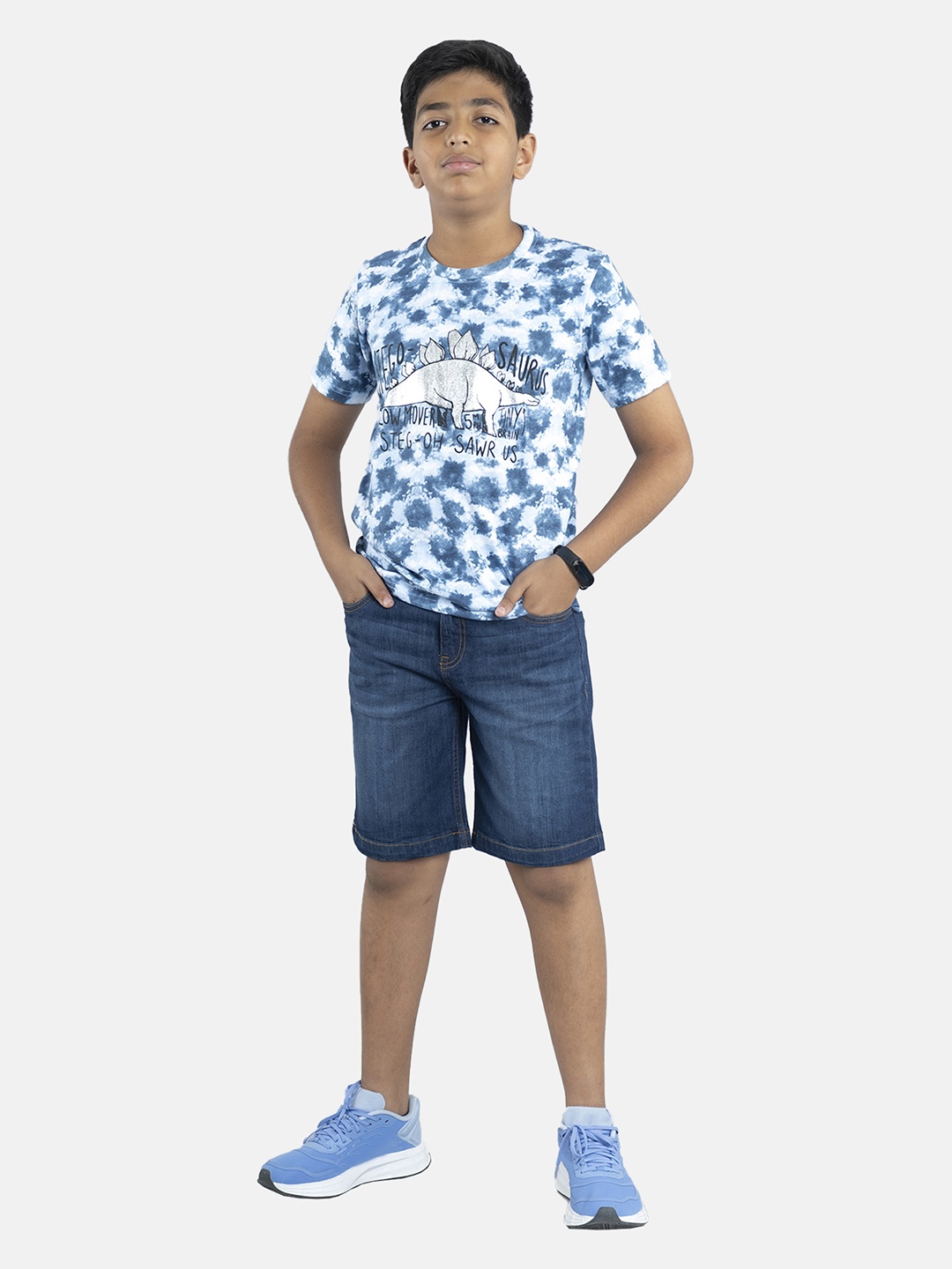 

KiddoPanti Boys Tie & Dyed T-shirt with Shorts, Blue