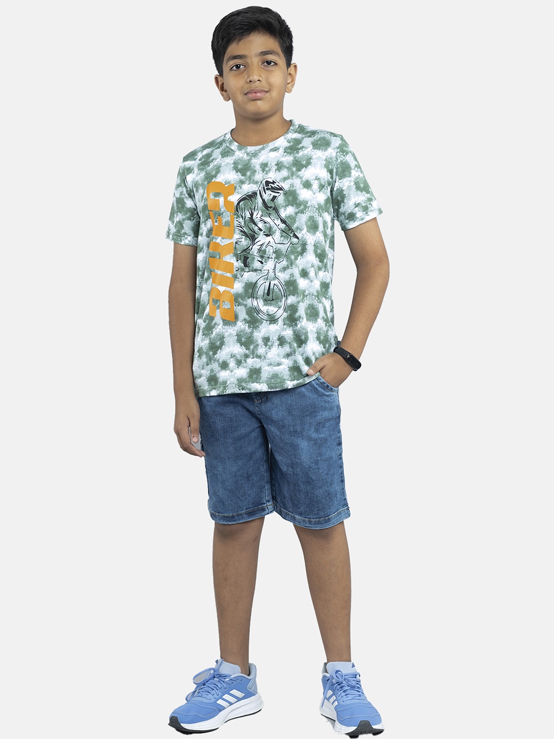 

KiddoPanti Boys Tie & Dyed T-shirt with Shorts, Green