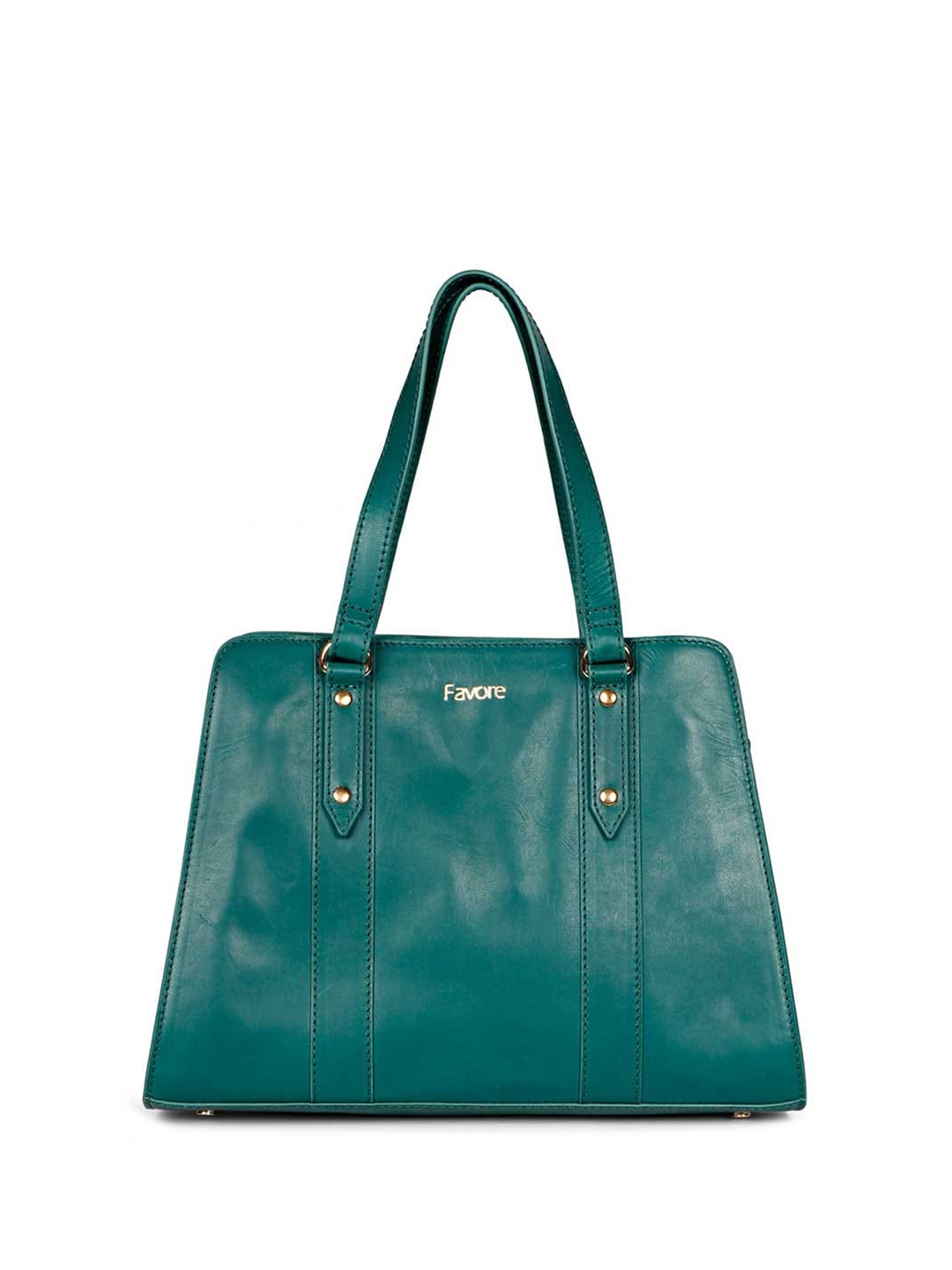 

Favore Leather Structured Shoulder Bag, Green